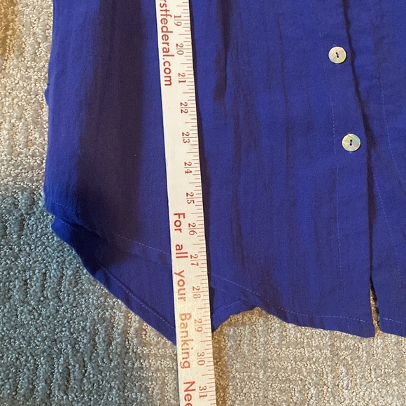 Fridaze 100% Linen button down Tunic Blouse Womens L Purple asymmetric Lagenlook - Picture 8 of 10